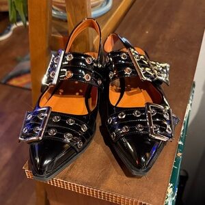 Black Buckle Strap Women's Shoes